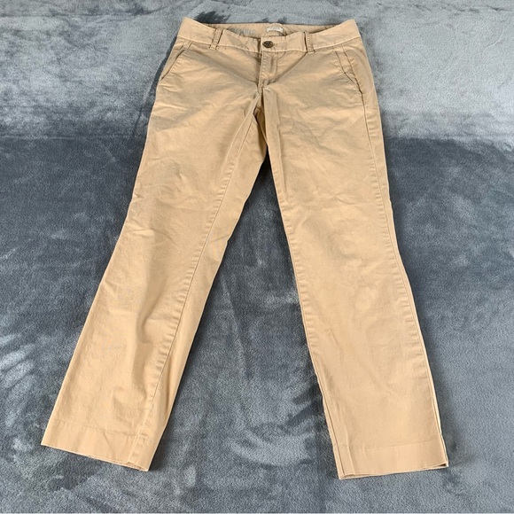 J Crew Pants Womens 4 Petite‎ Tan Frankie Low Rise Cropped Work Wear Khaki - Picture 1 of 9
